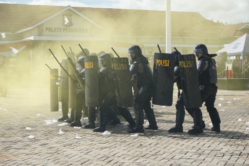 Kesiapan Pemilu 2019, Polres Pesawaran Latihan Sispamkota