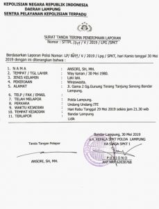 Kuasa Hukum Gubernur Arinal Laporkan Dugaan Pencatutan Nama untuk Menipu Masyarakat