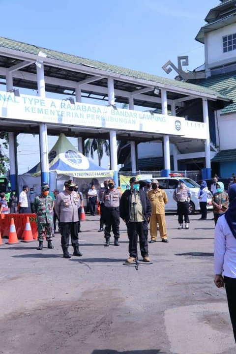 Gubernur dan Kapolda Tinjau Kesiapan Terminal Rajabasa Hadapi Covid-19