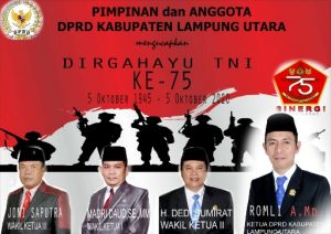 Ketua DPRD Lampung Utara Ucapkan Selamat HUT TNI ke-75