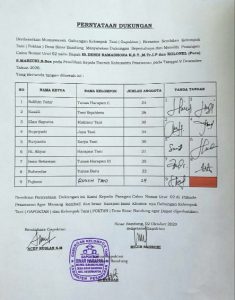 Pemilihan Bupati Pesawaran, Gapoktan Sinar Bandung Tegaskan Dukungan pada Dendi-Marzuki