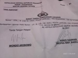 Perkara Hutang, Oknum Satpam Telkom Gedong Tataan Diduga Lakukan Penganiayaan