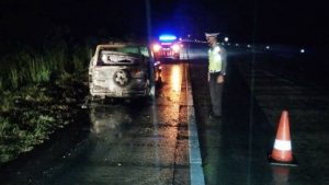 Satlantas Polres Tulang Bawang Identifikasi Penyebab Kebakaran Mobil di Jalan Tol
