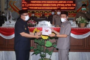 Wakili Bupati, Sekda Lampura Hadiri Paripurna Pembahasan KUA-PPAS APBD 2022