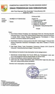 Disdikbud Tubaba Tetapkan KBM Daring Mulai 9 hingga 22 Februari 2022