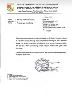 Disdik Tubaba Perpanjang Belajar Dari Rumah Sampai Batas Tidak Ditentukan
